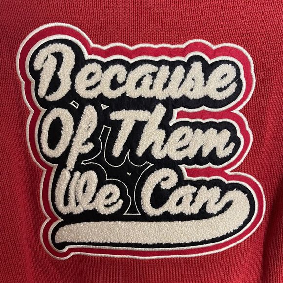 Because Of Them We Can Tuskegee Letterman Cardigan Sweater Burnt Orange Adult S - Picture 6 of 8